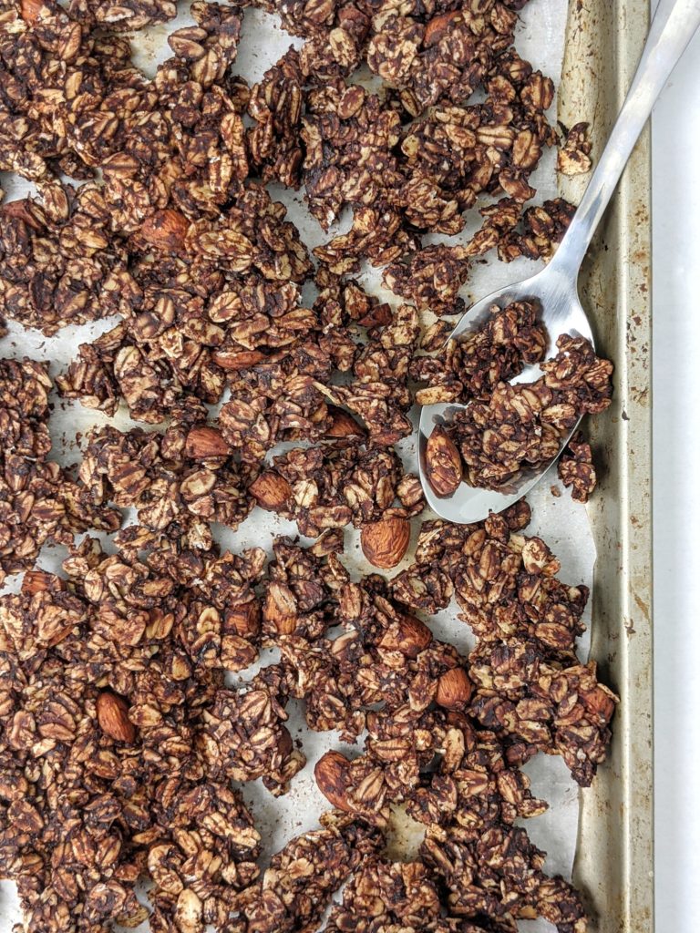 Learn how to make homemade crunchy granola clusters at home with rolled oats or instant oatmeal, and keep it gluten free, low calorie, low fat and low sugar too!