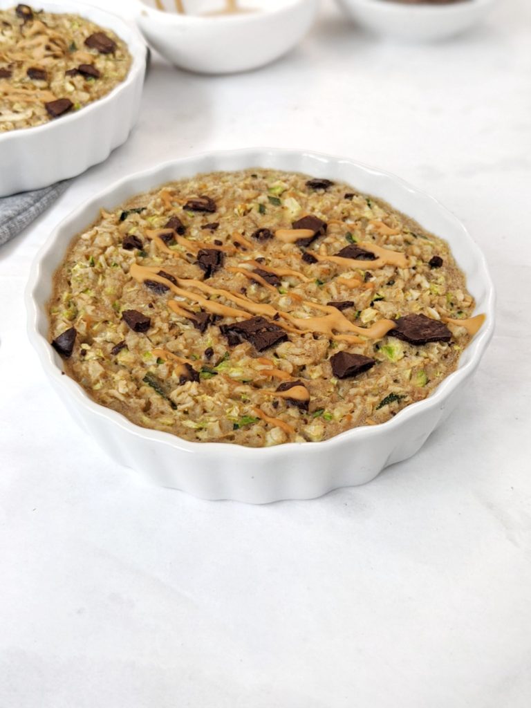 This healthy baked zucchini oatmeal uses no oil, no butter, no milk, no added sugar, just clean ingredients.