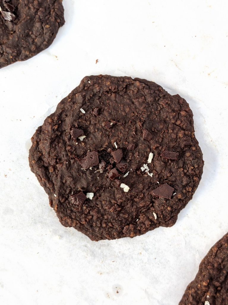 Dark and fudgy Chocolate Banana Brownie Cookies made with oat flour and cacao powder for a rich and indulgent breakfast cookie that tastes just like the dessert! These healthy chocolate banana cookies are gluten-free, sugar-free and are a great freezer-friendly snack too.