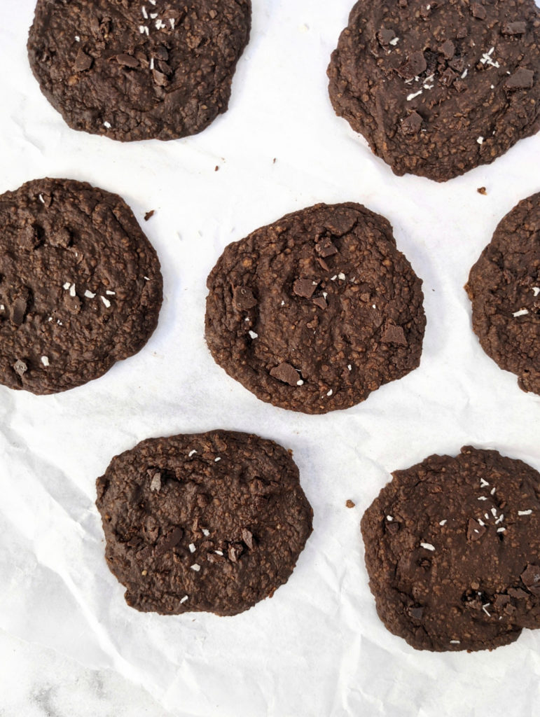 Dark and fudgy Chocolate Banana Brownie Cookies made with oat flour and cacao powder for a rich and indulgent breakfast cookie that tastes just like the dessert! These healthy chocolate banana cookies are gluten-free, sugar-free and are a great freezer-friendly snack too.