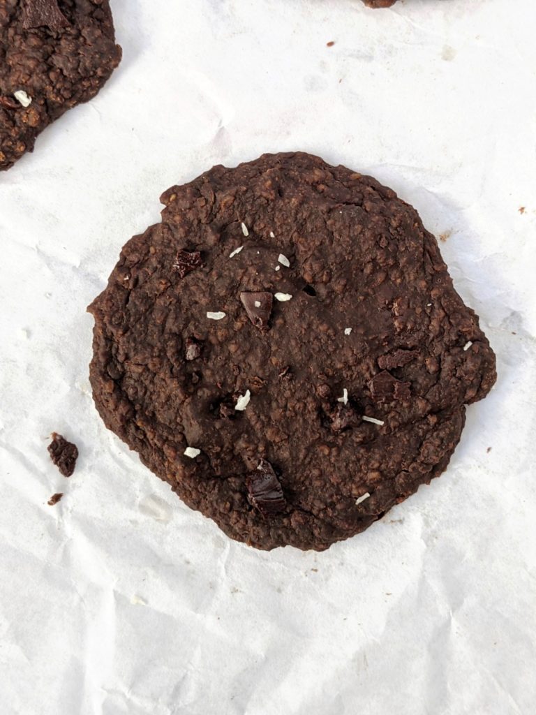 Dark and fudgy Chocolate Banana Brownie Cookies made with oat flour and cacao powder for a rich and indulgent breakfast cookie that tastes just like the dessert! These healthy chocolate banana cookies are gluten-free, sugar-free and are a great freezer-friendly snack too.