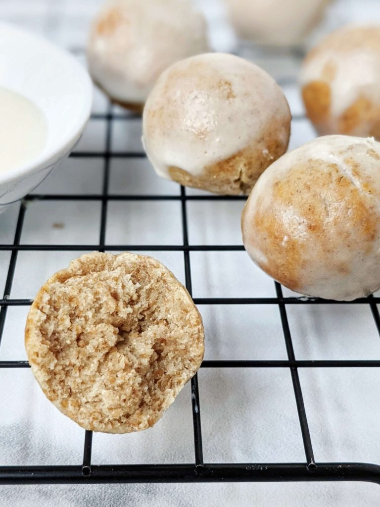 Soft and sweet, these really are the best Air Fryer Protein Donut Holes made from scratch with no yeast! With protein powder and greek yogurt, these healthy donut holes can also be baked. Beautifully glazed, sugar free, gluten free and Vegan too!