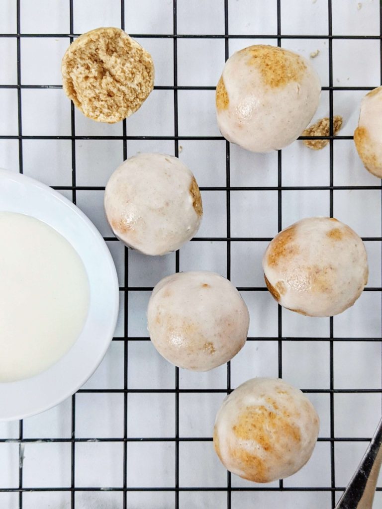 Soft and sweet, these really are the best Air Fryer Protein Donut Holes made from scratch with no yeast! With protein powder and greek yogurt, these healthy donut holes can also be baked. Beautifully glazed, sugar free, gluten free and Vegan too!