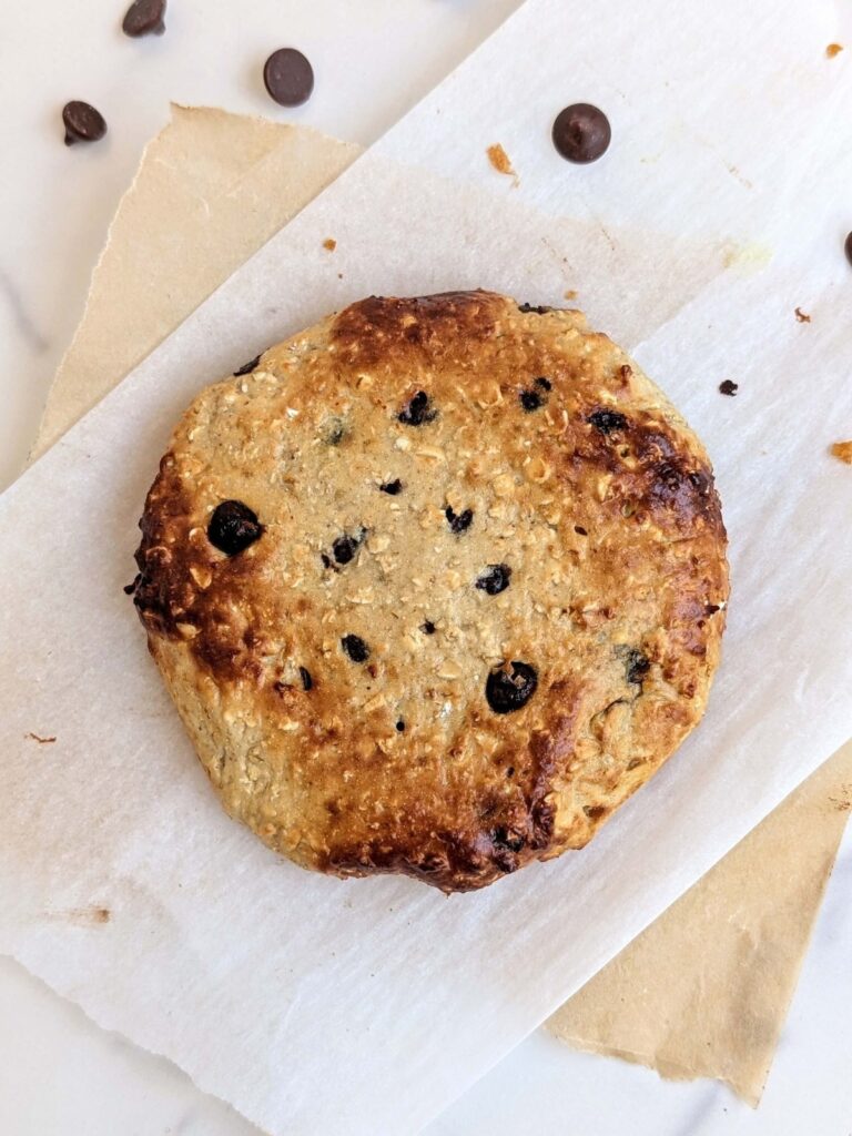 A giant single serving Air Fryer Protein Cookie made with oatmeal and double protein powder! Single serve protein cookie is gluten free, sugar free, has no oil and Vegan too with no eggs.