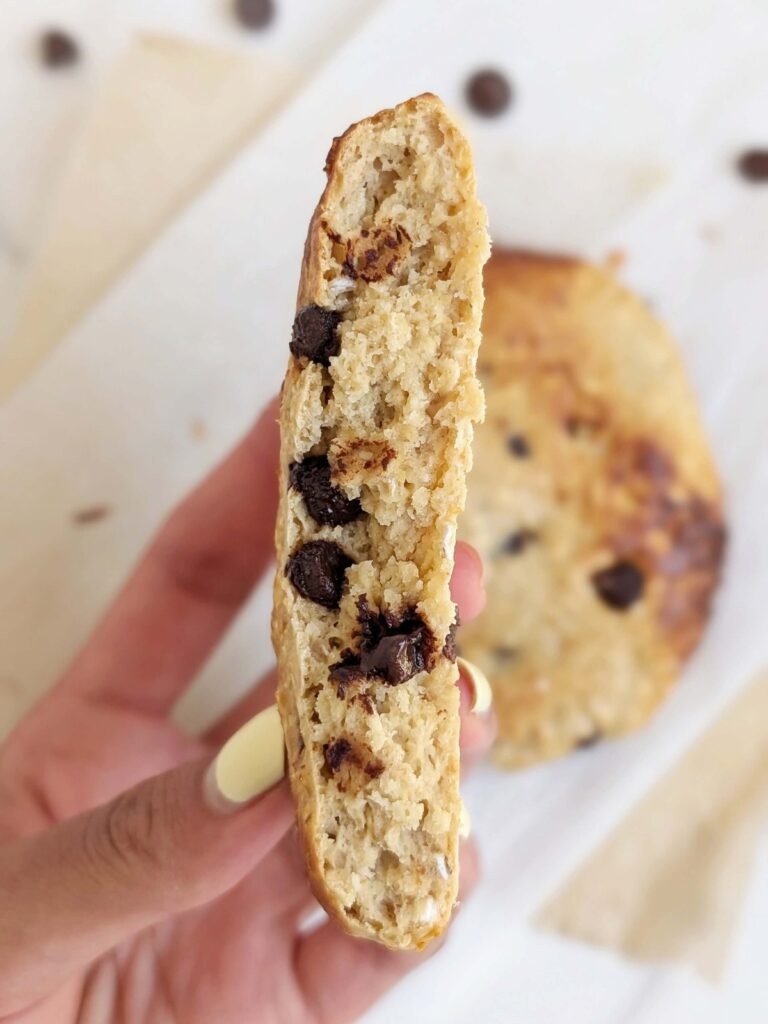 A giant single serving Air Fryer Protein Cookie made with oatmeal and double protein powder! Single serve protein cookie is gluten free, sugar free, has no oil and Vegan too with no eggs.