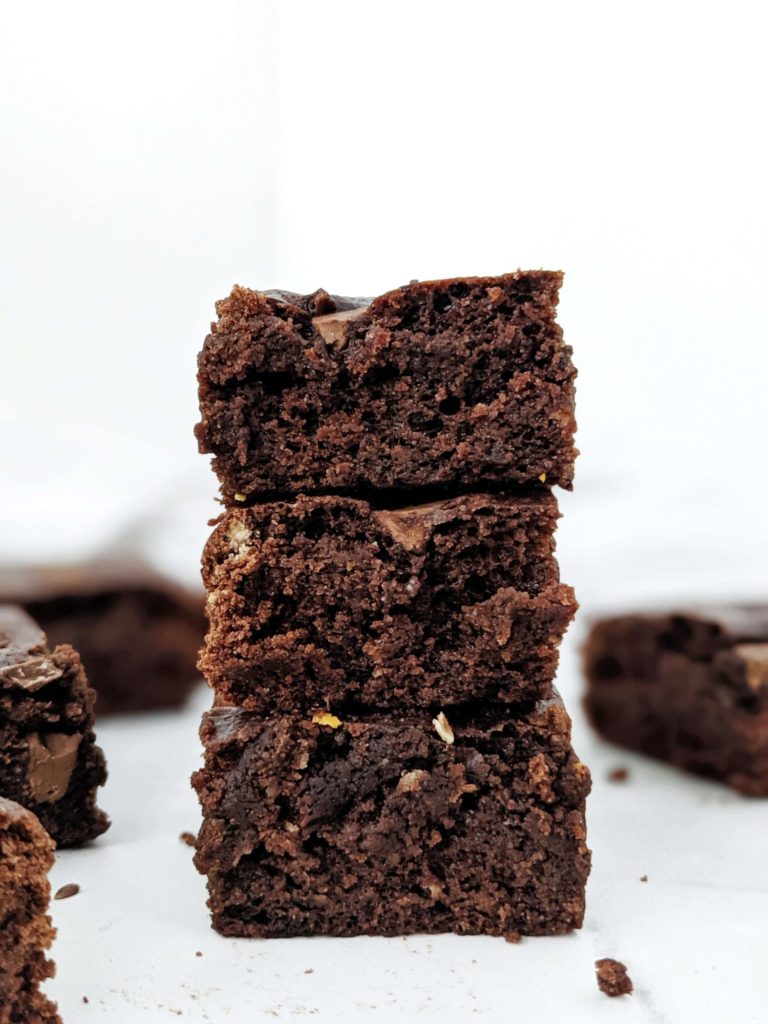 The most high protein Collagen Protein Brownies using collagen peptides and egg whites and no protein powder! These high protein collagen brownies are dark, fudgy and rich and taste just like the real deal, but gluten free, oil free and sugar free too.