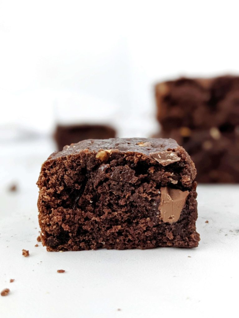 The most high protein Collagen Protein Brownies using collagen peptides and egg whites and no protein powder! These high protein collagen brownies are dark, fudgy and rich and taste just like the real deal, but gluten free, oil free and sugar free too.