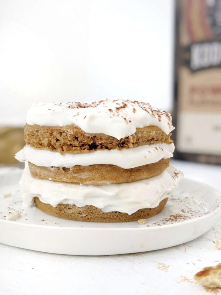 he most realistic Tiramisu Protein Pancakes soaked in coffee and layered with a protein cream cheese topping. These high protein tiramisu pancakes use pancake mix and are perfect for recipe for tiramisu without ladyfingers!