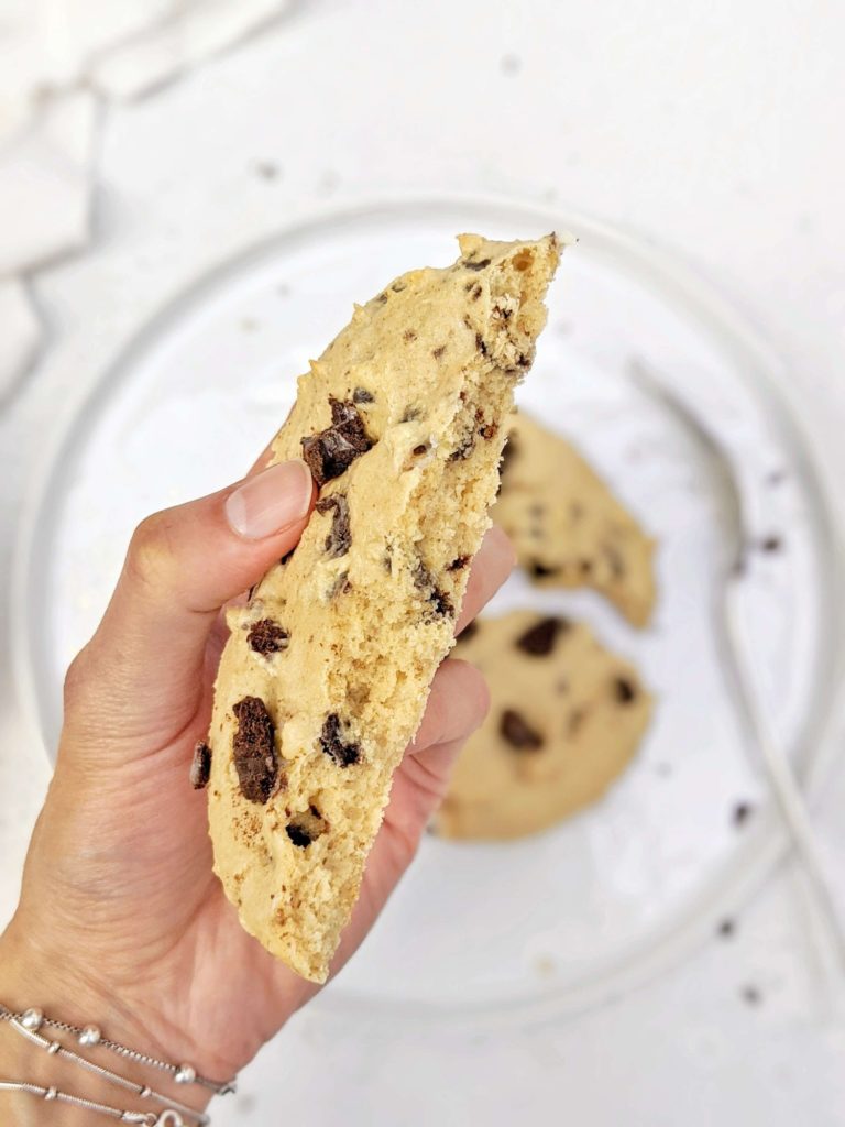 This Cookies and Cream Protein Cookie is like having an ice cream and cookie at once, but still healthy, sugar free and gluten free too! A big single serve Oreo inspired protein cookie sweetened with protein powder!