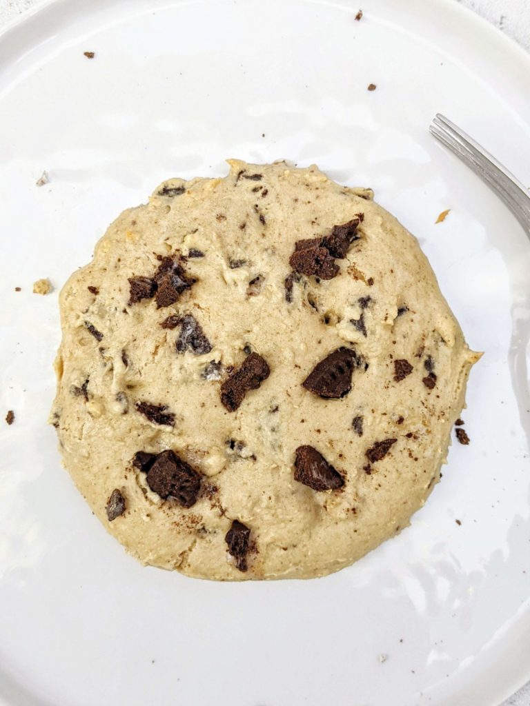 This Cookies and Cream Protein Cookie is like having an ice cream and cookie at once, but still healthy, sugar free and gluten free too! A big single serve Oreo inspired protein cookie sweetened with protein powder!