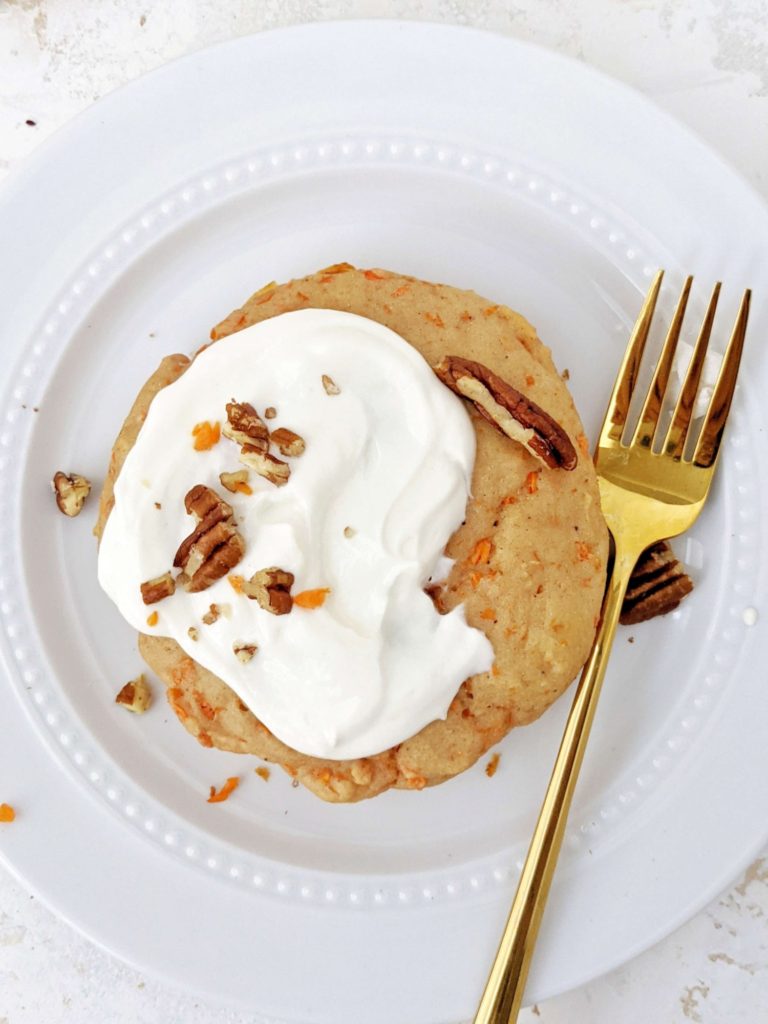 The perfect Single Serve Protein Carrot Cake made in a mug for a healthy and macro friendly dessert! This mini protein carrot mug cake for one uses vanilla and unflavored protein powder as well as sugar free maple syrup!