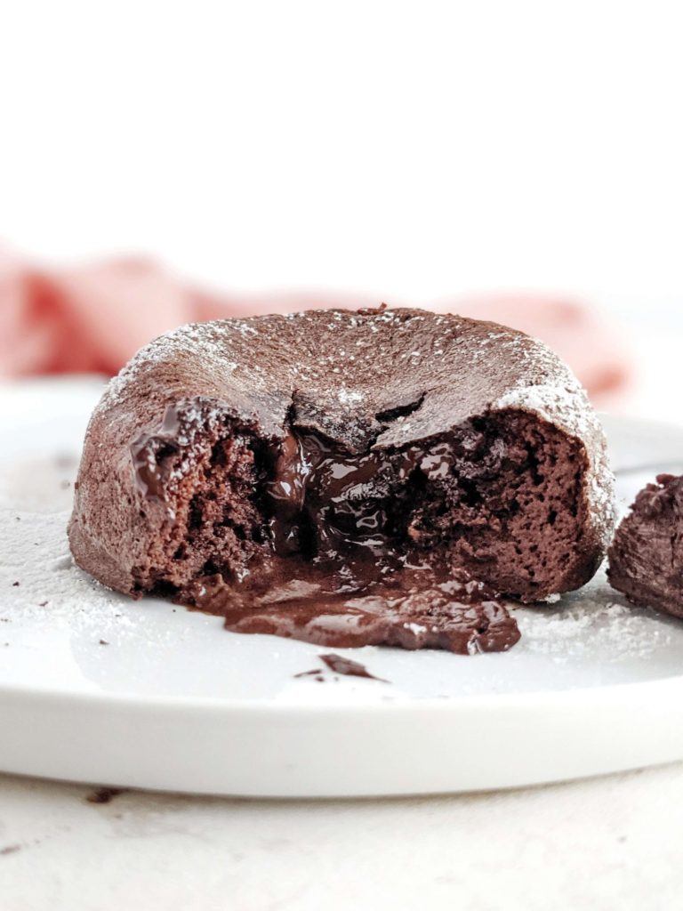 A rich and luxurious Air Fryer Chocolate Lava Cake with that gooey molten chocolate center! This healthy air fryer lava cake is made with cocoa powder and protein powder, and is a great dessert for one.