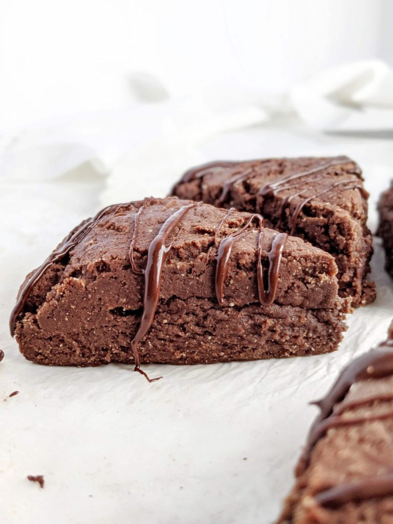 Just amazingly soft Chocolate Protein Scones made with a load of protein powder and actually sugar free! These healthy chocolate scones are protein packed, low calorie, and are pretty much dessert!