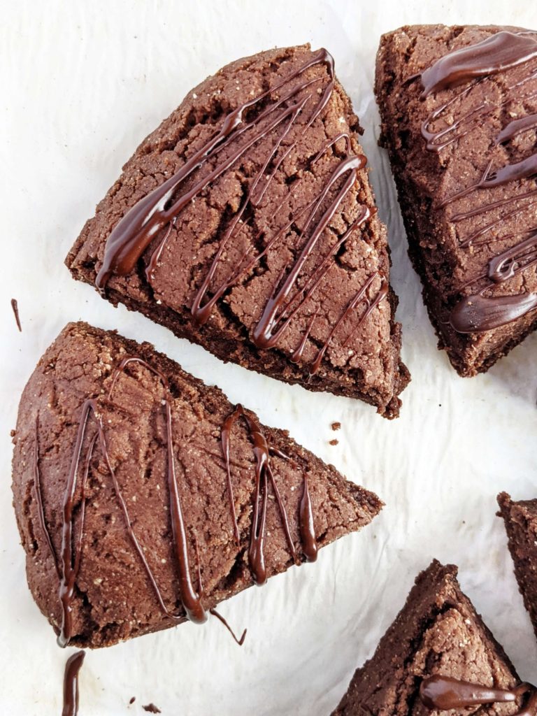 Just amazingly soft Chocolate Protein Scones made with a load of protein powder and actually sugar free! These healthy chocolate scones are protein packed, low calorie, and are pretty much dessert!