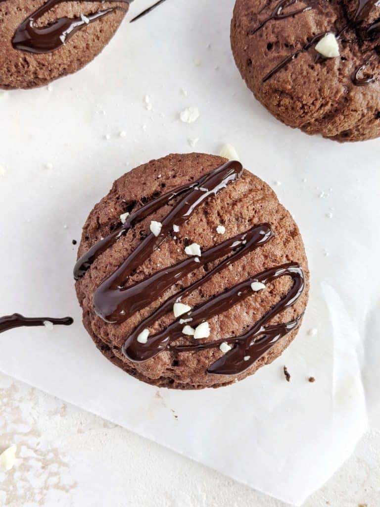 Super rich but easy Chocolate Protein Biscuits with a ton of chocolate and unflavored Quest protein powder and Greek yogurt. These healthy chocolate protein powder biscuits are a great low fat and sugar free treat for breakfast, dessert or post workout.