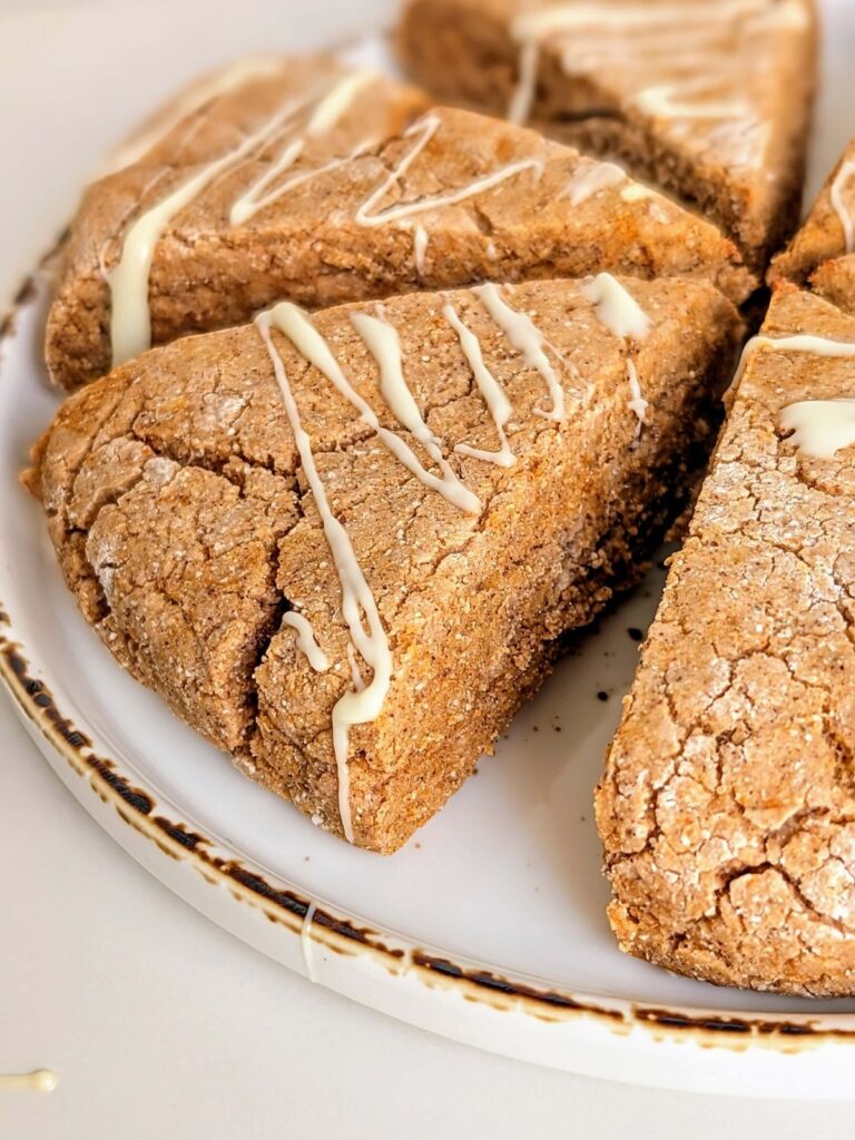 Moist Pumpkin Protein Scones with the pumpkin spice but no butter or sugar. Healthy protein powder pumpkin scones are low fat, low sugar, low calorie and very okay to indulge in for breakfast or dessert.