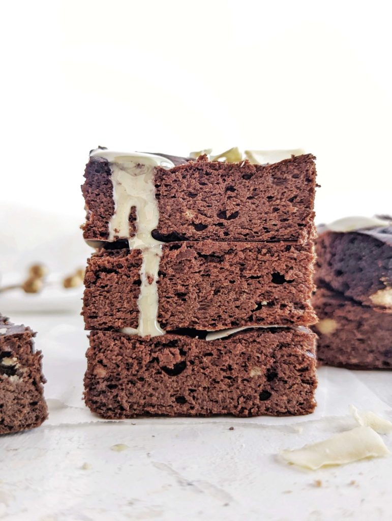 Rich and dense and just perfect Coconut Flour Protein Brownies with a ton of protein powder and cocoa powder! These healthy coconut flour brownies have no sugar, butter or oil and are low carb, low calorie and keto friendly too.