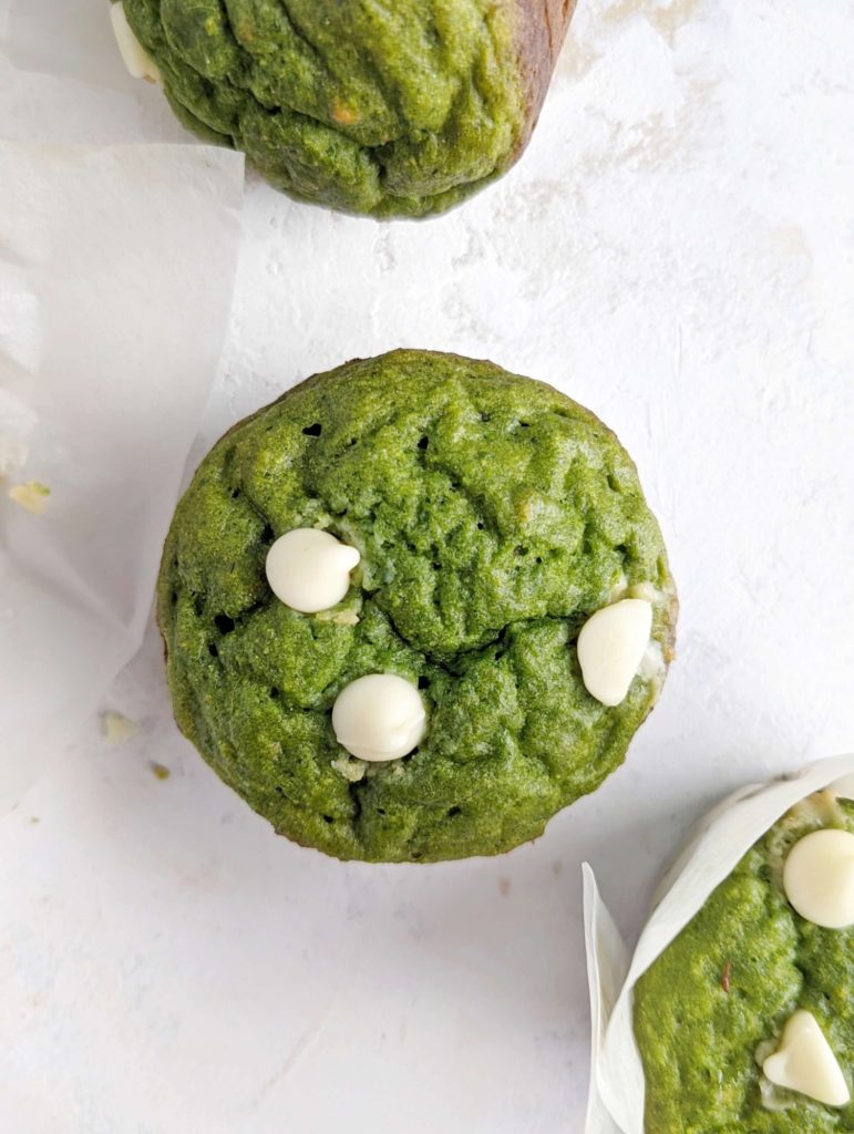 Easy and healthy Spinach Protein Muffins for a nutritious breakfast or post workout treat. These green smoothie muffins recipe uses protein powder, Greek yogurt and applesauce, and has no oil or butter!