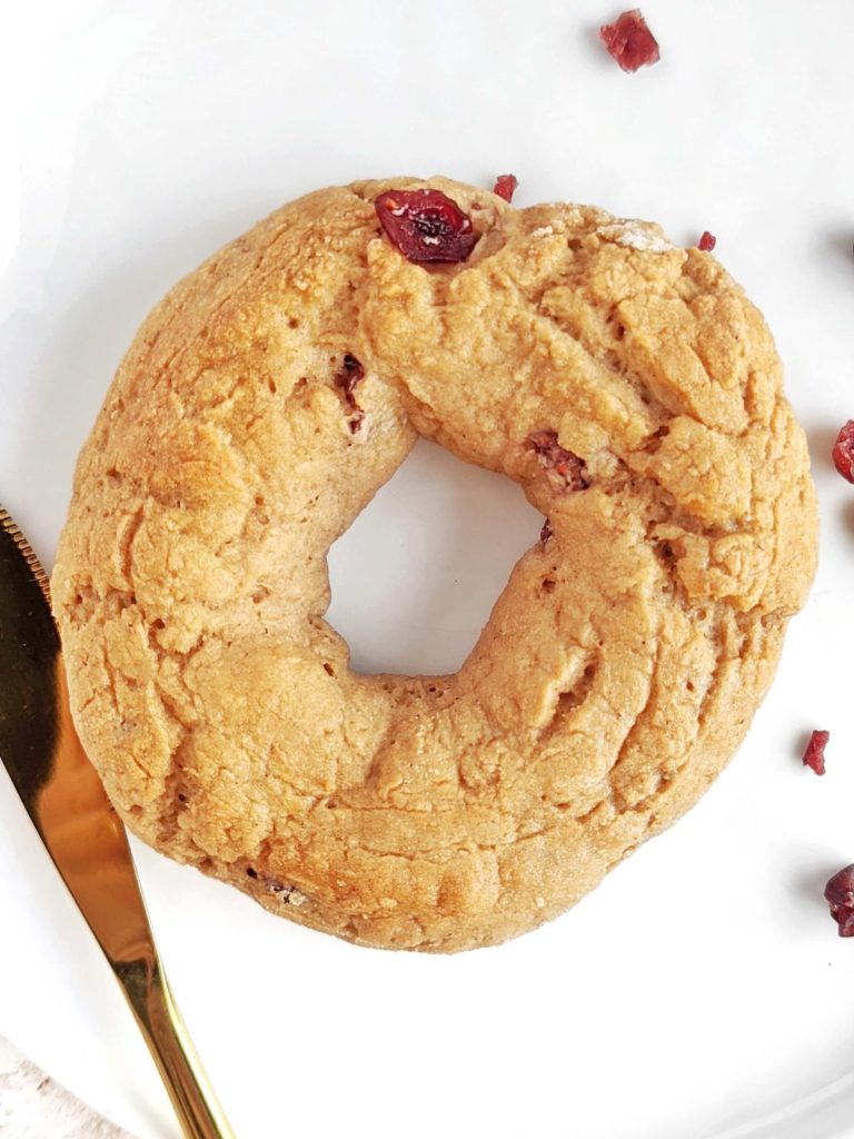 Actually Healthy Cinnamon Raisin Bagels made with whole wheat flour, protein powder and Greek Yogurt. This cinnamon raisin bagel recipe has 2x protein and half the carbs of an average version, and is actually good for you!