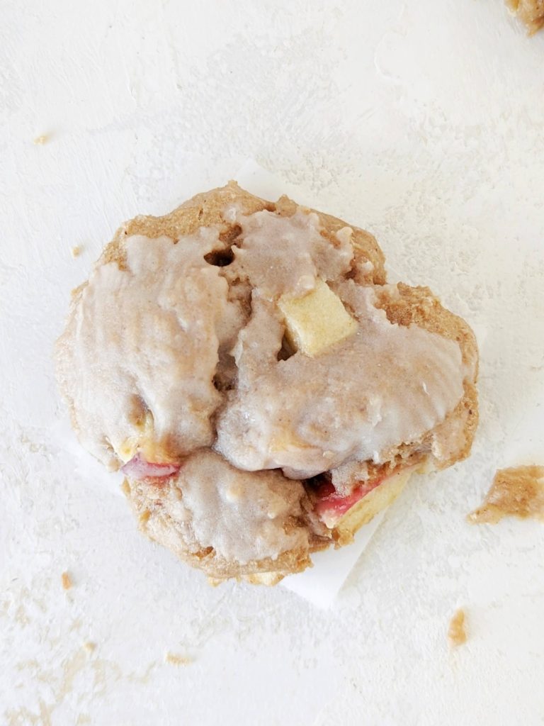 Protein Apple Fritters for a healthy, but tasty alternative your bakery favorite. Complete with fresh apples and sugar-free glaze, protein powder apple fritters are low fat too!