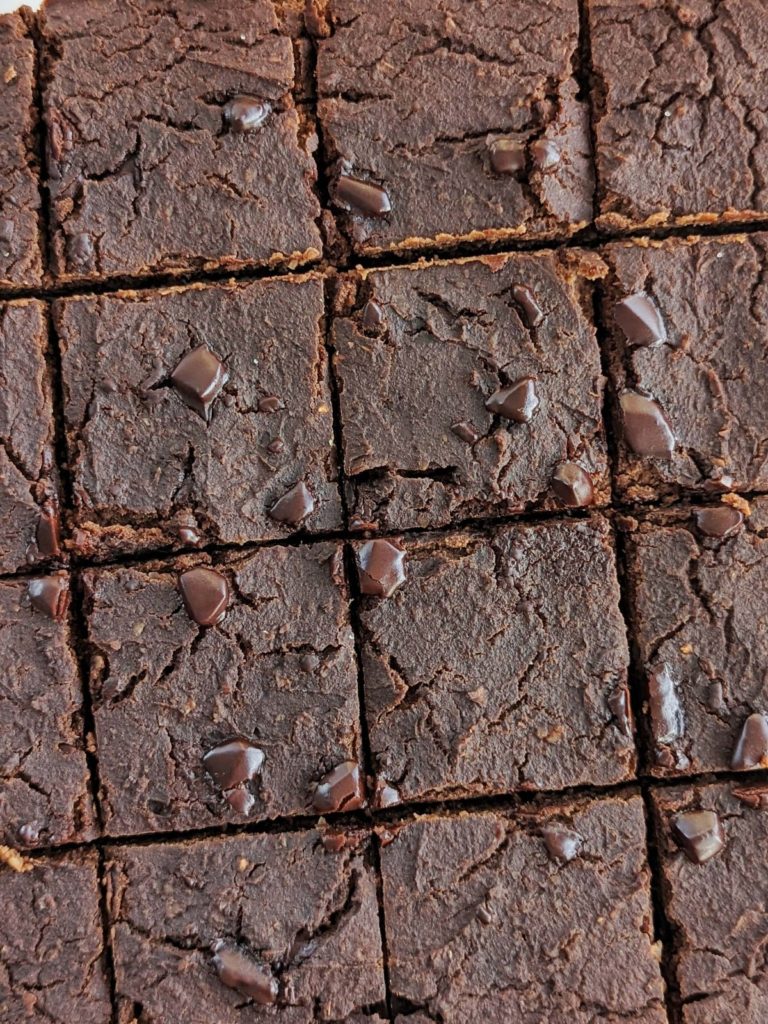 Rich and fudgy Chickpea Protein Brownies for no sugar, no flour and healthy dessert! Chocolate chickpea brownies use protein powder for sweetness, and are gluten free, low fat and Vegan too!