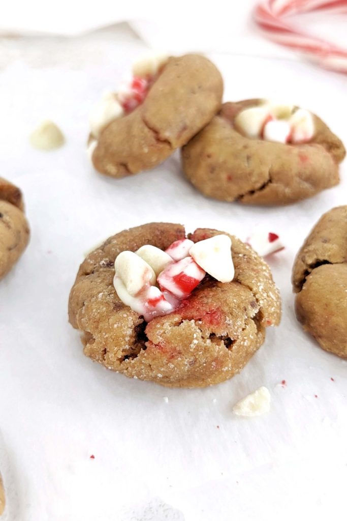 Unexpectedly good Peanut Butter Peppermint Protein Cookies for a rich and refreshing Christmas sweet. Healthy PB peppermint cookies use protein powder, applesauce and peppermint-flavored peanut butter for an extra flavorful recipe! 