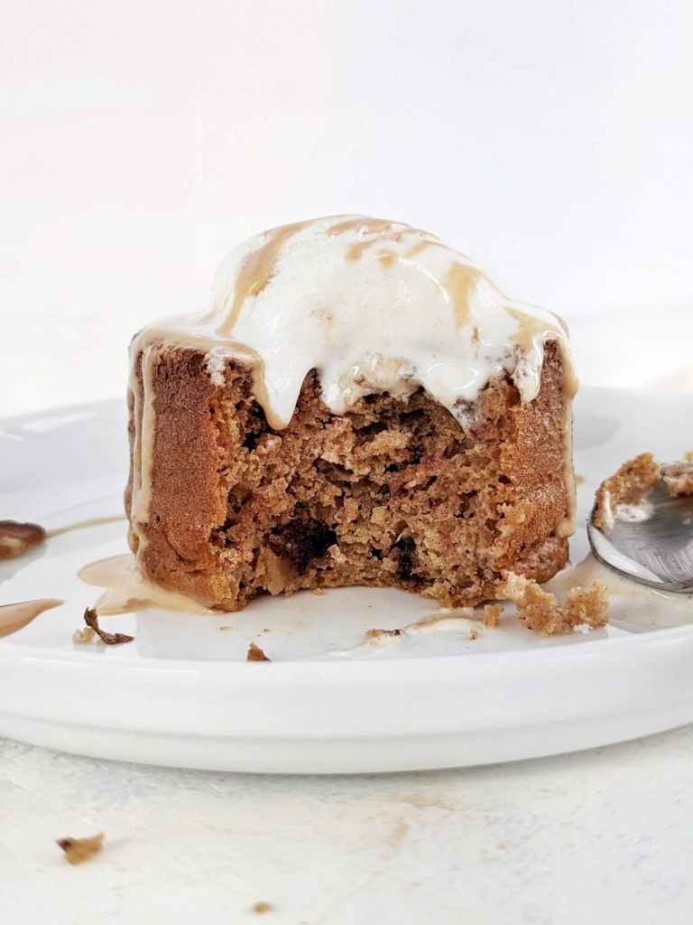 A lighter, skinny, Protein Sticky Toffee Pudding for a real Christmas treat! Healthy sticky date pudding uses protein powder for sweetness and is actually sugar free outside of the dates. Low fat too!