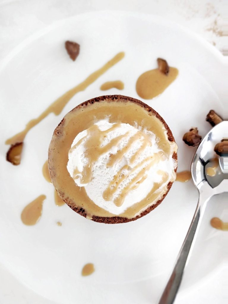 A lighter, skinny, Protein Sticky Toffee Pudding for a real Christmas treat! Healthy sticky date pudding uses protein powder for sweetness and is actually sugar free outside of the dates. Low fat too!