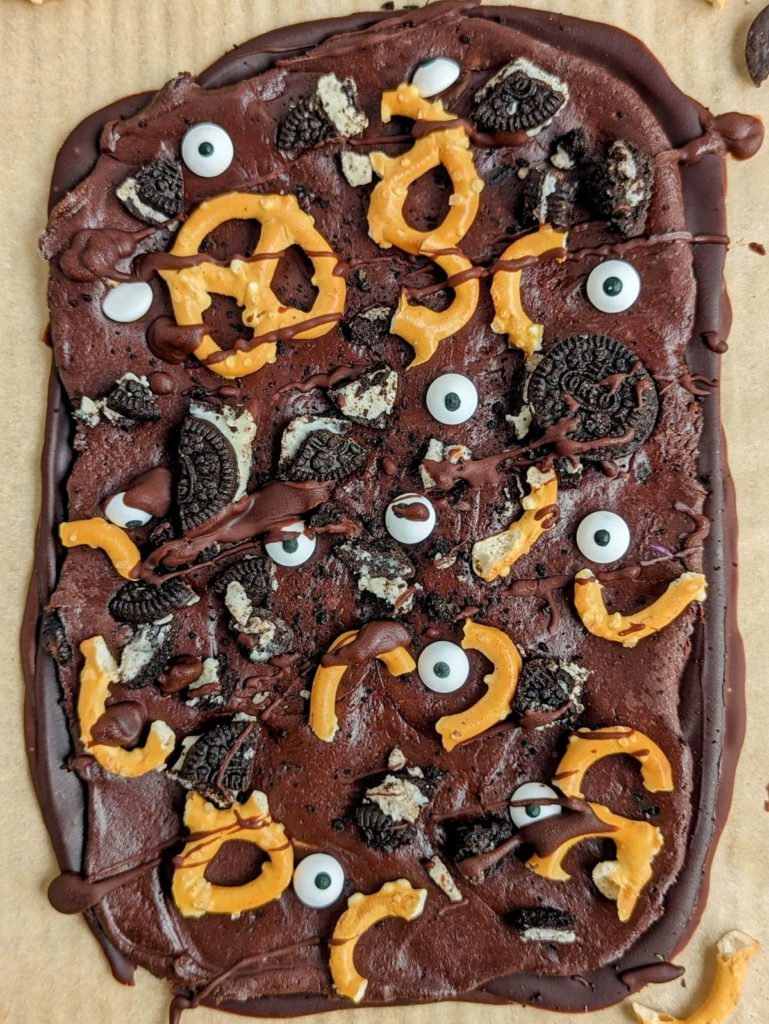 Healthy Halloween Bark is a bewitching blending of flavors and textures so you can have your treats and your health too; Sugar free chocolate, high protein spread and halloween treats - it’s everything you want.