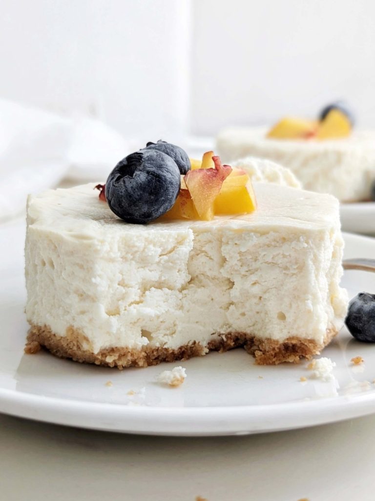 Creamy Single Serving Protein Cheesecake will elevate your dessert game! Easy, healthy, low sugar and high protein single serving cheesecake - it’s all you need.