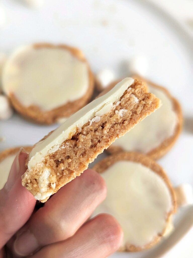 Perfect High Protein Caramel Marshmallow Bars made with protein powder and peanut butter powder. Caramel Marshmallow Protein Bites are perfect for a healthy, low sugar and low fat snack or post workout treat.