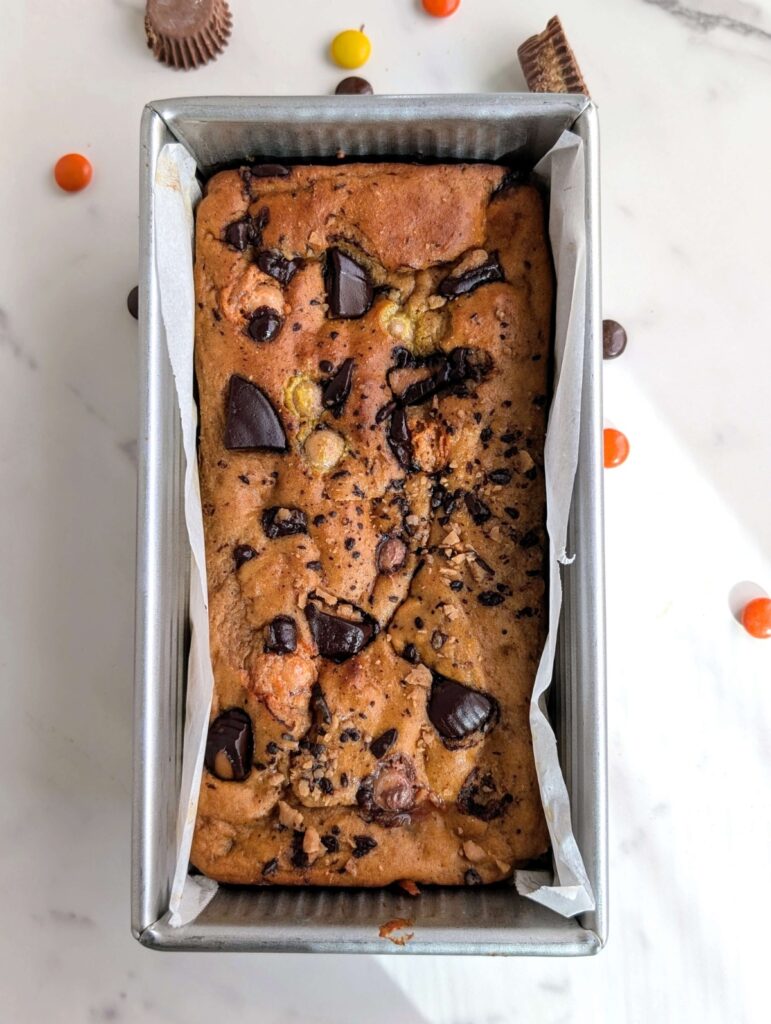 Reese’s Protein Loaf is a dream come true - a high protein, low fat, low calorie and low sugar peanut butter flavor loaf cake loaded with Reese’s Pieces and chocolate PB cups!