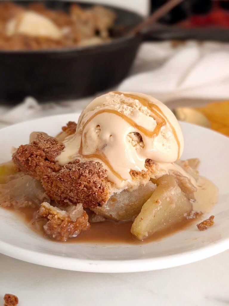 All the cozy fall flavors with this Healthy Apple Crumble. With apples soaked overnight for extra flavor, this easy dessert is also high protein, low fat and contains no added sugar.