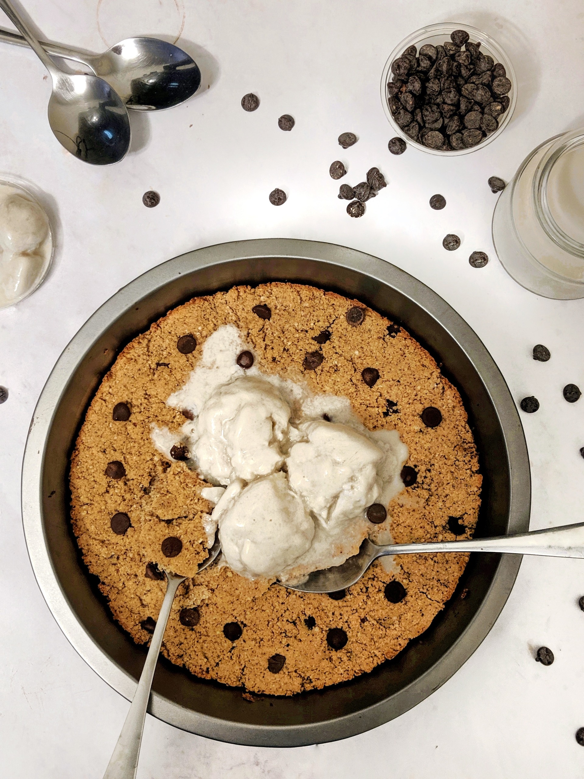 Grain Free Chocolate Chunk Skillet Cookie