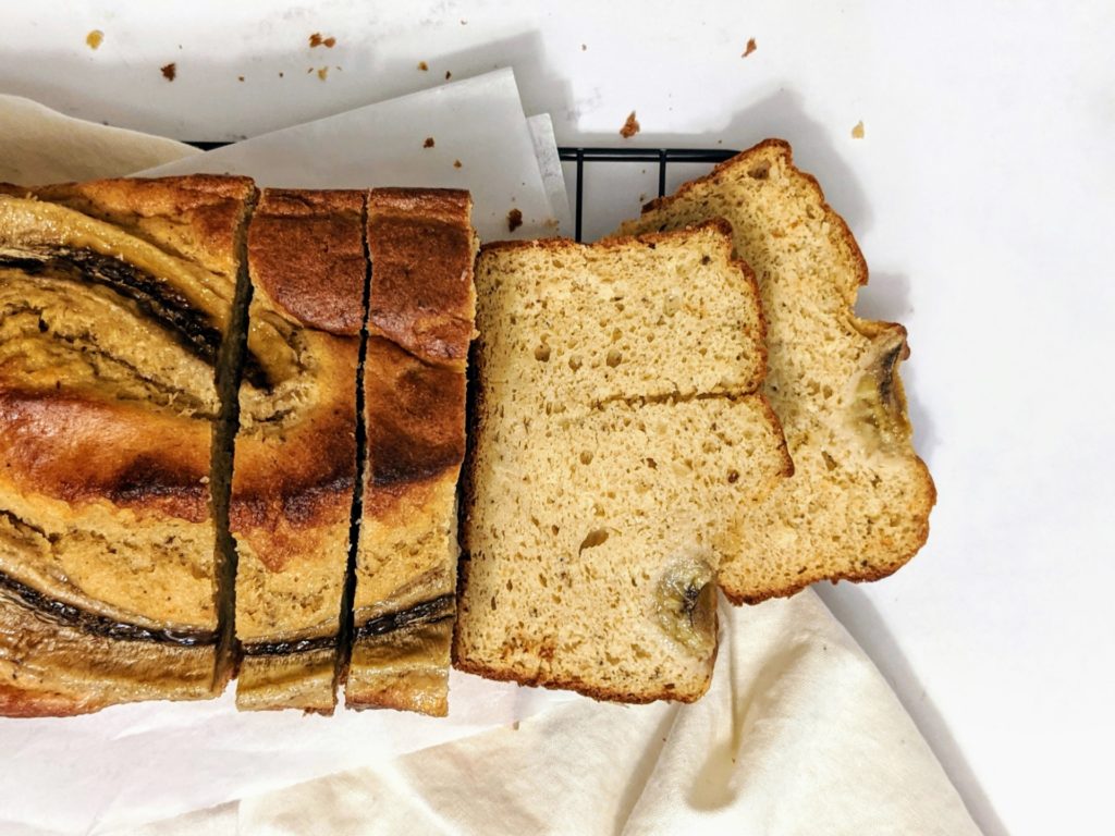 A delicious high protein banana bread made with quest nutrition protein powder and greek yogurt for a protein-packed breakfast or snack.