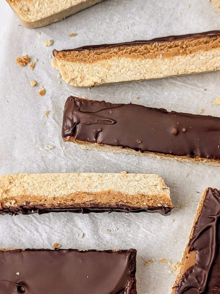 Peanut Butter Protein Twix Bars are a healthy, homemade and high-protein version of the candy bar everyone loves. Twix protein bars are made with oat flour, protein powder and sugar free chocolate, for a gluten-free, sugar free and low calorie treat!