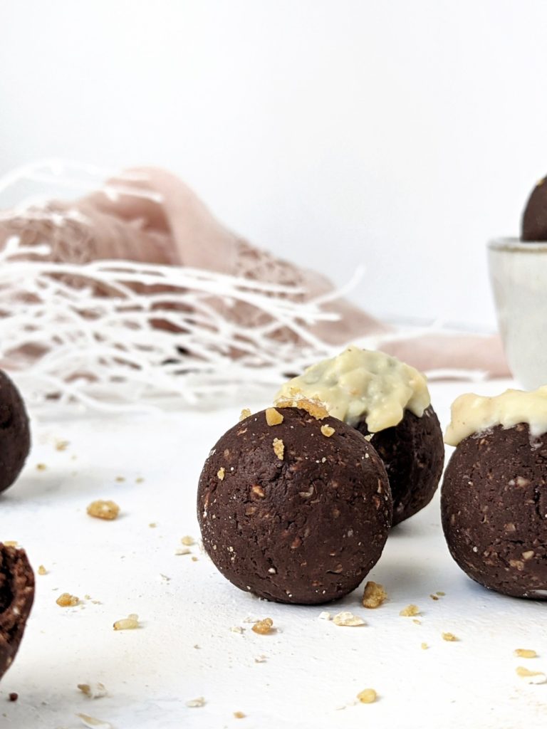 These healthy Chocolate Gingerbread Protein Truffles are sweetened with chocolate protein powder and homemade sugar-free molasses, making them the perfect low carb keto friendly holiday dessert. An easy, no bake recipe that’s gluten-free and Vegan too!