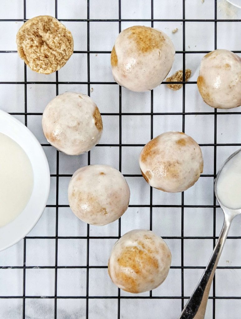 Soft and sweet, these really are the best Air Fryer Protein Donut Holes made from scratch with no yeast! With protein powder and greek yogurt, these healthy donut holes can also be baked. Beautifully glazed, sugar free, gluten free and Vegan too!