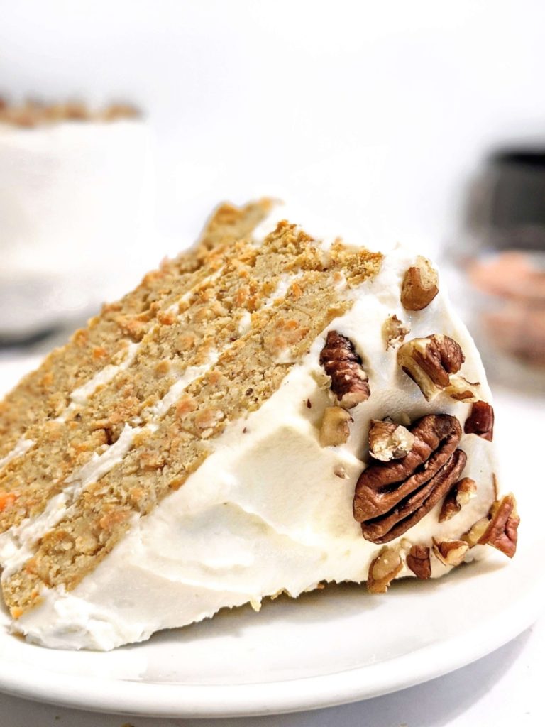 Without a doubt the Best Darn Healthy Protein Carrot Cake you will ever eat: Made with whole ingredients and protein powder, and topped with a protein yogurt frosting. This will be surely your new favorite carrot cake recipe!