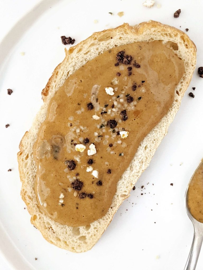 A quick recipe for homemade High Protein Peanut Butter Spread made in under 2 minutes. The perfect healthy low calorie high protein spread that tastes just like peanut butter but with much less fat!