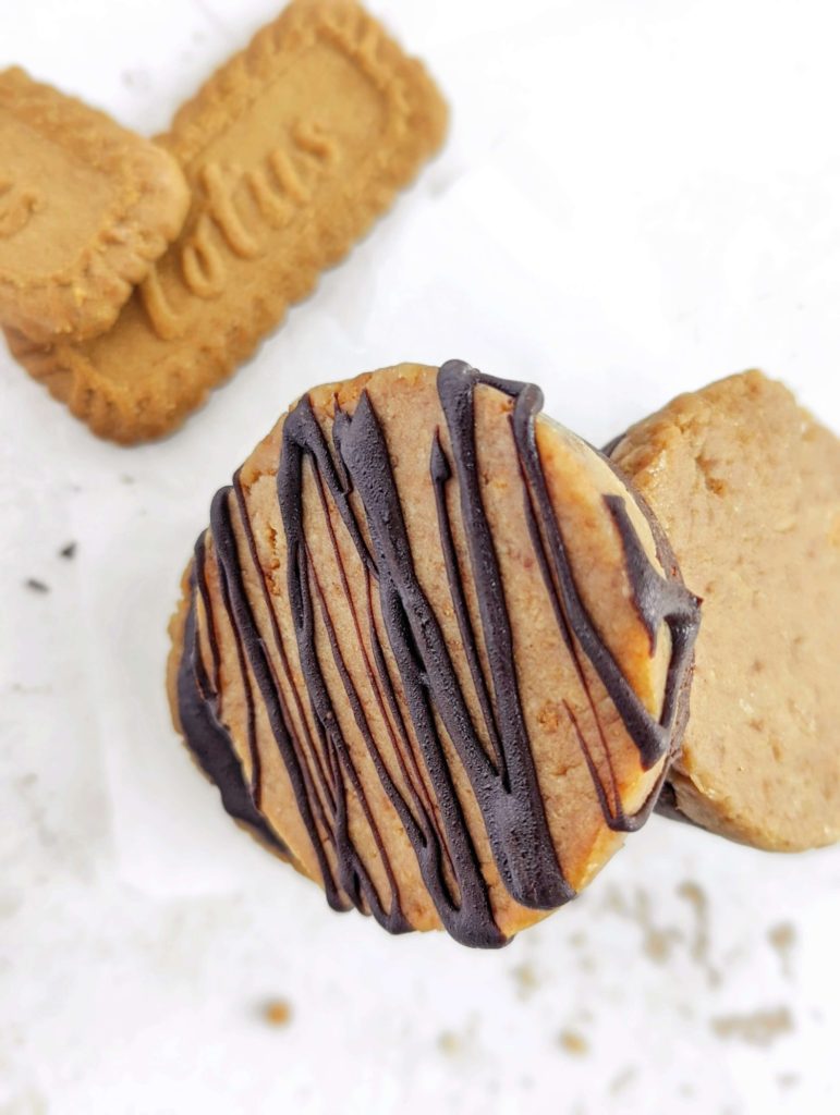 Unbelievably good Chocolate Biscoff Protein Bars with layers of chocolate and speculoos cookie with protein powder. These healthy chocolate biscoff bars are low fat, low calorie and low sugar too - a great homemade protein bar recipe.