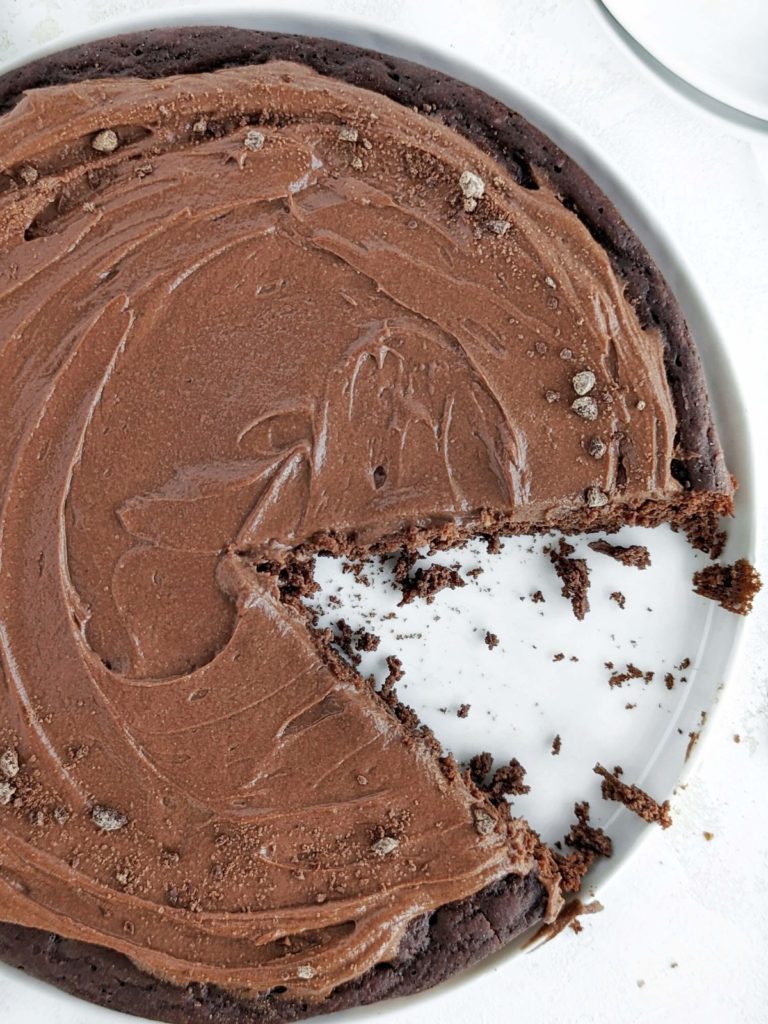 Rich and moist but Healthy Kefir Chocolate Cake for an easy dessert recipe. Kefir chocolate cake uses protein powder for sweetener, and has no sugar or butter either!